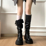 KYLETHOMASW  -  Autumn Winter Platform Thick Bottom Woman Knee High Boots Shoes Ladies Elegant Belt Buckle Knight Booties
