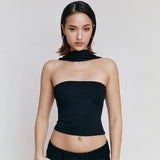 Kylethomasw  Fashion Satin Sleeveless Crop Tops For Women Elegant Sexy Club Party Streetwear Halter Tank Top Strapless Y2K Clothes