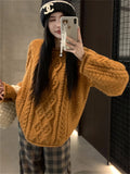 KYLETHOMASW  -   Curl Lazy Style Pullovers Women Casual Knitted Chic 2025 Vintage Sweaters Winter Gentle Daily All Match Office Lady