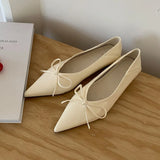 KYLETHOMASW  -  Fashion Butterfly-Knot Comfort Women Flats Shoes Casual Non-Slip Female Soft Pointed Toe Dress Ladies Flat Slip On Shoes