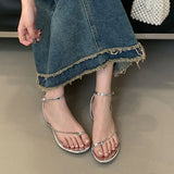 KYLETHOMASW  -  Fashion Metal Chain Ladies Flats Sandals Shoes Spring Summer Round Toe Female Flats Sandals Flip flops Shoes For Women New 2025