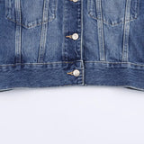 KYLETHOMASW  -  Dark Wash Denim Jacket with Removable Faux Fur Collar Women Cropped Long Sleeve Casual Y2K Korean Fashion Cowboy Coat