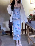 KYLETHOMASW  -  Sexy Summer Maxi Dress Women Preppy Style Fashion Butterfly Print Sleeveless Strap Dresses Casual Clubwear Elegant Party Dresses
