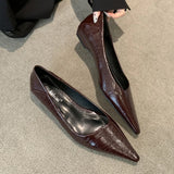 KYLETHOMASW  -  sexy ladies pointed toe flat shoes glitter leather patchwork OL working shoes female shallow mouth cozy flats designer loafers