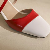 KYLETHOMASW  -  Ladies Pumps 2025 Sweet Toe 4.5cm Heels Patent Leather Buckle Big Size Date Summer Red C2234