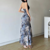 KYLETHOMASW  -  Vintage Butterfly Print Sleeveless Long Dress Women's Coquette Sexy Tie-up Spaghetti Straps Maxi Sundress Holiday Party