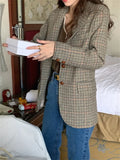 KYLETHOMASW  -   Vintage OL Blazers Women Slim Autumn Woolen Office Lady  Elegant Work Wear Plaid Mujer Coats Daily Houndstooth