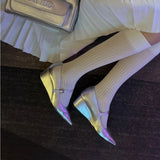 KYLETHOMASW  -  Strap Single Shoe Women's Leather Pointed Toe Wedge Heel Thick Heel Mary Jane Pumps for Womens Spring and Summer High Heels