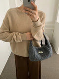 KYLETHOMASW  -  Korean Simple Knitted Shoulder Bags Sweet Y2k Aesthetic Casual Underarm Bag Streetwear Ins Bow Purses and Handbags Y2k Aesthetic
