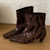 KYLETHOMASW  -  Novel Leopard Print Square Toe Ankle Boots Women Fashion Kitten Heel Designer Boots Sexy Party Stripping Shoes Zapatos De Mujer