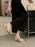 KYLETHOMASW  -  Summer Fashion Bowknot Concise Style Women Slippers Comfort Breathable High Heel Slippers Square Toe Sexy Female Slippers 625