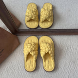 KYLETHOMASW  -  Summer New Slippers Female Casual  Rhombus Platform Slippers Fashion Plaid Flat Sandals Slipper Outdoor Shoe