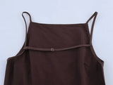 KYLETHOMASW  -  French Cotton And Linen Backless Sexy Suspender Shirt Minimalist Coffee Color Elegant Sleeveless Shirt Blouse Women Top