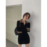 KYLTHOMASW  -  Sweet Hot Girl Leopard Print Long-sleeved Dress for Women's Autumn and Winter Slim Fit Wrap Hip Dress Fashion Female Clothes