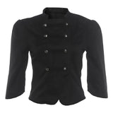 KYLETHOMASW  -  Harajuku Double-breasted Cropped Shirt Y2k Aesthetic Women Solid Slim Fit Blouse Streetwear Double-breasted Grunge Blusas