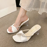 KYLETHOMASW  -  Fashion Square Head Women's Sandals Sexy Open Toe Transparent Chunky Heel Shoes Daily Versatile Ladies High Heels