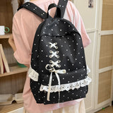 KYLETHOMASW  -  Polka Dot Bag Lace Bandage Bow Mochila Preppy Style Mochilas Mujer Fresh Fashion Backpacks Travel Backpack Bolsas Feminina