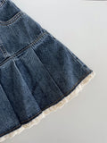 Kylethomasw  Women's Blue Denim A-Line Pleated Mini Skirt Fashion Korean Skirt Vintage Harajuku Y2k Girl Kawaii Jean Skirt Streetwear Summer