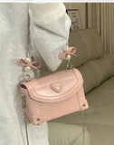 KIylethomasw Sweet Pink Messenger Bag Women Fairycore Aesthetic Handle Pearl Chain Crossbody Bags Ladies Harajuku Heart Y2k Hand Bag