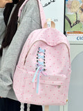 KYLETHOMASW  -  Dot Mochilas Mujer Bandage Bow Mochila Teenage Girls Bag Portable Lightweighte Bolsas Student Backpack Travel Bags for Woman