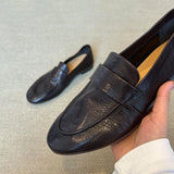 KYLETHOMASW  -  Retro Black Soft Leather Brand Designer Flat Pumps Women Comfort Concise Loafers Outdoor Commuter Office Shoes Zapatos De Mujer