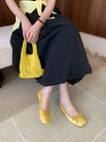 KYLETHOMASW  -  Woman 2025 Shallow Mouth Grandma Shoes Female Footwear Soft Bow-Knot Square Toe Elegant Ballet Dress Butterfly New