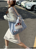 KYLETHOMASW  -  Large Tote Bag for Women Korean Canvas Woman Shoulder Shopper Bags Fashion Cartoon Embroidery Lady Big Female Handbags