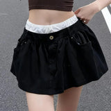 KYLETHOMASW  -  Korean Style Women Patchwork Skirt Detachable High Waist Anti-Exposure A-Line Mini Skirts Spring Summer Casual