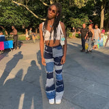 KYLETHOMASW  -  Y2k Patchwork Jeans Women Casual All-match Zippper Pockets Button Flare Denim Trousers Female 2025 Spring Summer Lady Streetwear