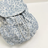 KYLETHOMASW  -  Women Leopard Print Drawstring Backpack Flap Cover Ruched Pockets Shoulder Straps Girls Daily Travel School Small Daypack