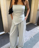 KYLETHOMASW  -  Women's Solid Color Sleeveless Tube Top Trousers Set Women's Sexy Casual Two-piece Set