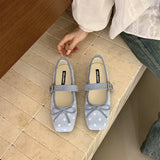 KYLETHOMASW  -  Spring/Autumn Ballet-Style Bow Flat Flats for Women Square Toe Mary Jane Shoes Soft Sole Shallow Comfortable Women Flats 6352