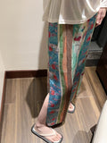 KYLETHOMASW  -  Y2k Streetwear New Chinese Glass Oil Painting Long Skirt Slit Vintage Temperament Skirts for Woman Korean Fashion Faldas