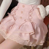 KYLETHOMASW  - Japanese Kawaii Lolita Mini Skirt Women Lace Casual Elegant Sweet Female Skirt High Waist Skirt Korean Fashion New