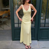 KYLETHOMASW  -  Elegant Women's Knit Dress Fashion Ribbed Sleeveless Beach Vacation Maxi Dress Summer New Party Women's Casual Dress