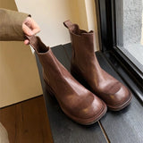 KYLETHOMASW  -  New Women's Chelsea Boots Retro Square Toe Women Ankle Boots Large Size Stretch female Cigarette Boots