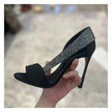KYLETHOMASW  -  Spring and summer new pointed fish mouth rhinestone lace-trimmed hollow single shoes high-heeled banquet dress women's sandals