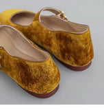KYLETHOMASW  -  Designer Women Velvet Mary Janes Belt Strap Shoes Ladies Square Toe Flats Ballerina Dress Barefoot Loafers Brides Ballets Femmes