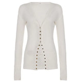 KYLETHOMASW  -  T Shirts Women Long Sleeve V Neck Slim Single Breasted Solid Outwear Tops Female Y2k Fashion Tee Shirt Autumn Casual