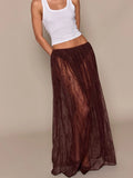 KYLETHOMASW  -  Womens Sexy Sheer Lace Skirt High Waisted Floral Embroidered See Through Ruffled A Line Long Maxi Long Beach Coverup Skirts