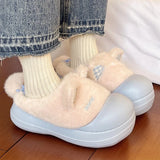 KYLETHOMASW  -  Autumn and Winter Velvet Warm Indoor Home Thick Soled Non Slip Slippers for Household Outdoor Wear Women