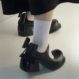 KYLETHOMASW  -  Sweet Cute Style Women Shoes Mary Janes Butterfly-Knot Crude Heel Women Shoes Big Size 35-43 Buckle Strap Young Chaussure Femme