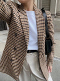Kylethomasw Autumn Plaid Blazer for Women Elegant High Quality Office Outfits New In Jacket Double Breasted Coat Oversized Blazer De Mujer