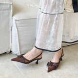KYLETHOMASW  -  Spring Butterfly-Knot Ladies Thin Heels Sandals Mules Female Pumps Fashion Pointed Toe Elegant Women Heels Sandal Shoes
