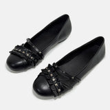 KYLETHOMASW  -  Size 42 Punk Buckle Straps Mary Jane Flats Shoes Women Slip On Comfortable 2000's Round Toe Eyelet Bow Y2K Casual Ballet Shoes