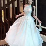 KYLETHOMASW  -  White Long Dresses Ruffles Solid Halter Sleeveless Spring Summer Sweet Vestidos Korean Fasion Elegant Women Dress