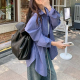 Kylethomasw Polo Collar Loose Casual Plaid Long-sleeved Shirt Women 2024 Autumn New Korean Contrast Color Patchwork All-match Tops