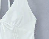 KYLETHOMASW  -  Sexy Backless White Mini Dress Women Deep V Low Waist A-line Elegant Party Dresses Birthday Robe New Vestidos