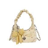 KYLETHOMASW  -  Women Cute Colorful Polka Dot Hobo Bag Ruched Handle Small PU Leather Chain Crossbody Purse with Bow Charm New Handbags