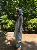 KYLETHOMASW  -  Women's Korean Dongdaemun design back lace dress + ruffled patchwork shorts two-piece set